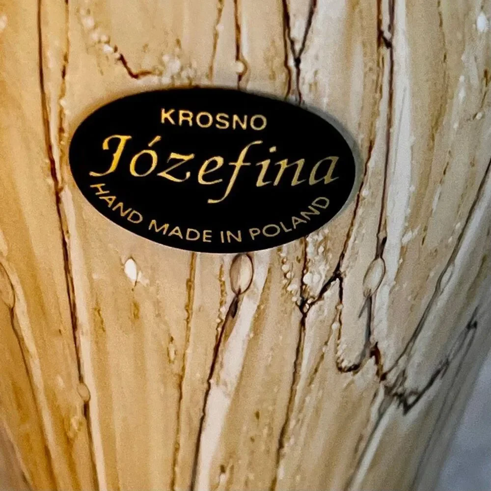 Ruffled Vase by Jozefina Krosno Art Factory, Cream, Beige and Brown